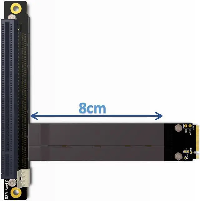 Alt view image 5 of 5 - 32G/bps PCI-e 16x To M2 M.2 for NVMe Key-M 2230 2242 2260 2280 Riser Card Gen3.0 Cable PCIe x16 Extender with Sata Power Cable
