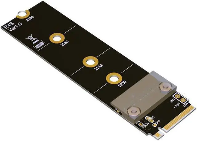 Alt view image 3 of 5 - 32G/bps PCI-e 16x To M2 M.2 for NVMe Key-M 2230 2242 2260 2280 Riser Card Gen3.0 Cable PCIe x16 Extender with Sata Power Cable
