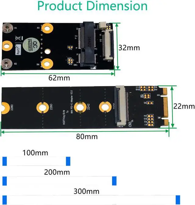 Alt view image 4 of 6 - M.2 Wifi Adapter M.2 NGFF Key B+M to Mini PCI-E Wifi Network Card M.2 to Mini PCI Express Wifi Bluetooth Adapter with FFC Cables
