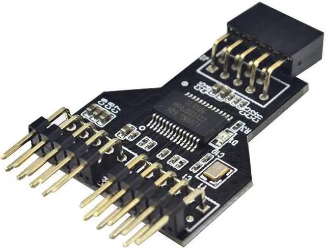 Alt view image 4 of 6 - Motherboard USB 9Pin Interface Header Splitter 1 to 2 Extension Cable Adapter 9 Pin USB HUB USB 2.0 Connectors for RGB Bluetooth