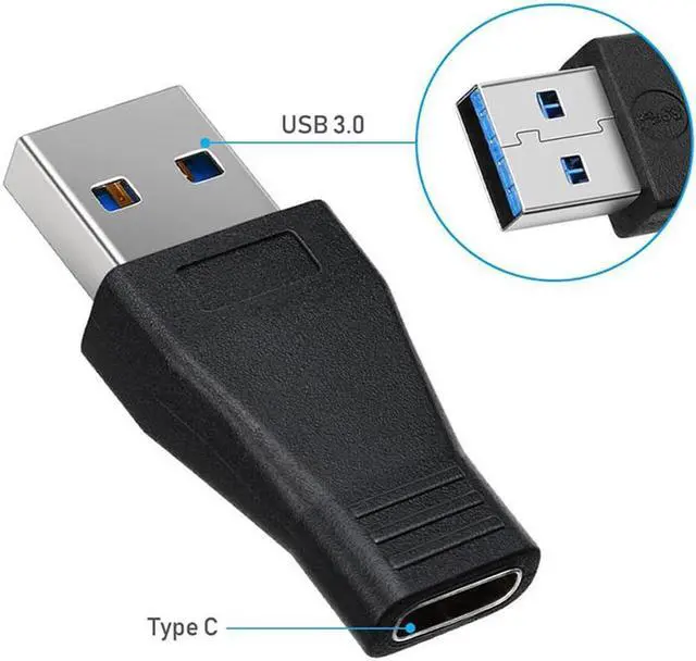 Alt view image 5 of 6 - CNU3AM2CF USB 3.0 Type A Male to USB 3.1 Type-C Female Adapter Converter Support Data Sync & Charging - Black