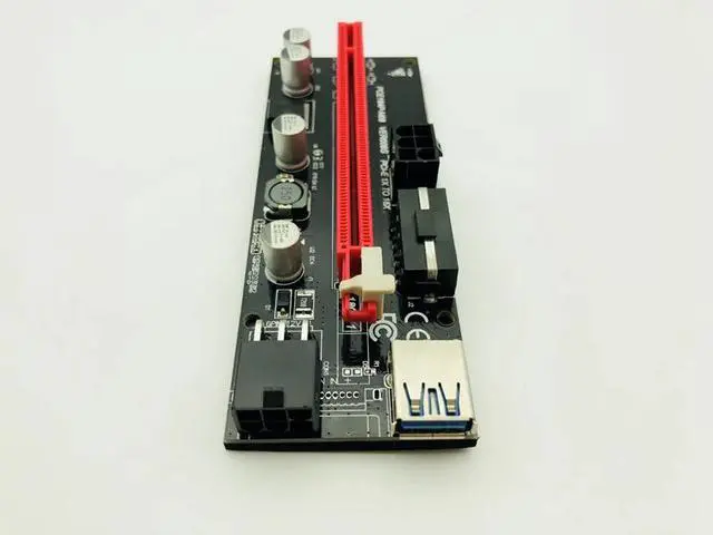 Alt view image 3 of 6 - Amify PCI Express PCIE PCI E 009S Molex 6pin Power Supply Adapter SATA to USB 3.0 Cable 1x to 16X Riser Card for Miner Mining