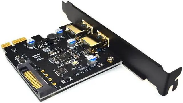 Alt view image 5 of 5 - Amify USB 3.0 PCI Express PCIE USB 3.0 Card Adapter 5Gbps USB 3.0 PCI E 2 Ports PCI Express Expansion Card SATA Power Connector for PC