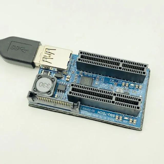 Alt view image 3 of 5 - Add On Card PCIE Riser Card Adapter PCI Express USB 3.0 Raiser Riser PCI E Extender PCIE X1 to Dual Port PCI E X4 Expansion Card