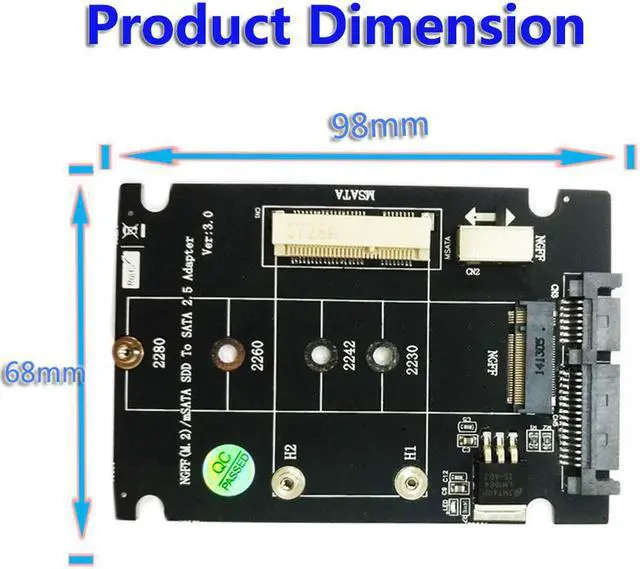 Alt view image 5 of 6 - 2 in 1 M.2 NGFF B Key Mini PCI E mSATA SSD to SATA 2.5" Adapter Card for mSATA SSD 2230 2242 2260 2280 M2 NGFF SATA M.2 Adapter