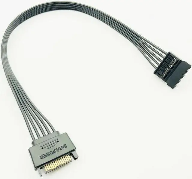 Main image of 30CM Black Single Sleeved SATA 15Pin Male to Female Power Extension Cable HDD SSD Power Supply Cable SATA Power Cable for PC