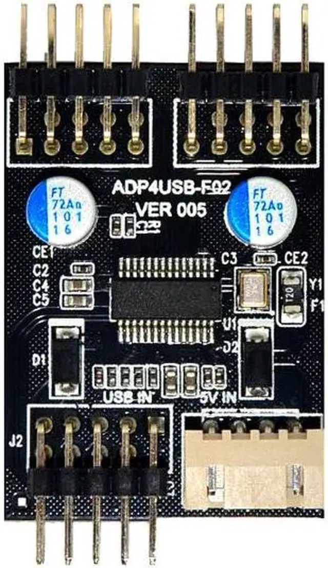 Alt view image 6 of 6 - 9pin USB Header 1 to 2 Extension Cable Desktop 9Pin USB HUB USB 2.0 9pin Connector Adapter Port Multiplier with SATA Power Cable