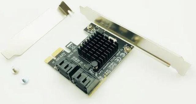 Alt view image 2 of 6 - PCI E PCI Express to SATA 3.0 Extension Card with Bracket 4 Port SATA III 6Gbps Expansion Adapter Boards for Computer Chassis PC