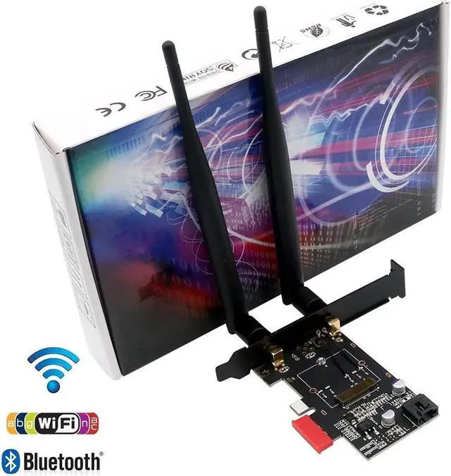 Alt view image 5 of 5 - Network Cards M.2 Wifi Adapter/Card PCI E 1X Wifi AC 5Ghz 5 Ghz Adapter 2x 5dBi WiFi Antenna Key A NGFF M.2 Wi Fi Bluetooth Card