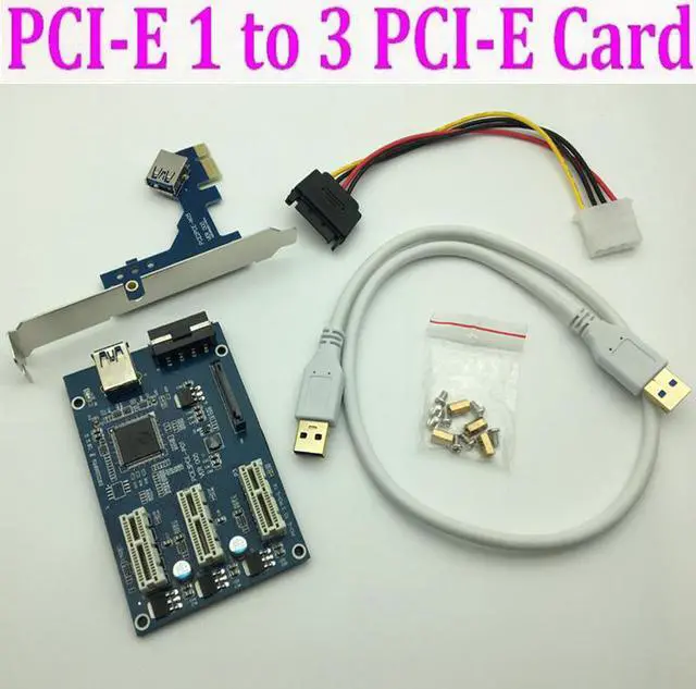 Main image of Amify Mining Card PCI E 1 to 4 2 PCIe PCI Express 1X 1 to 3 Port 1X Switch Multiplier HUB Riser Card External Internal + USB 3.0 Cable