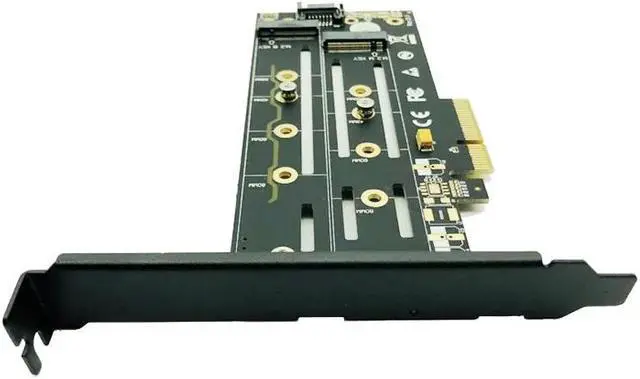 Alt view image 5 of 6 - M.2 NVMe SSD NGFF to PCIE X4 Adapter M Key B Key Dual Interface Card Heatsink Low Profile Bracket PCI Express 3.0 2230 22110 SSD