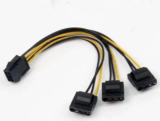 Alt view image 6 of 6 - 6 inch 3 x Molex 4 pin to 6 Pin PCI Express Video Card Pci e ATX PSU Power Converter Cable Molex to Pcie 6 pin to 4 pin Adapter