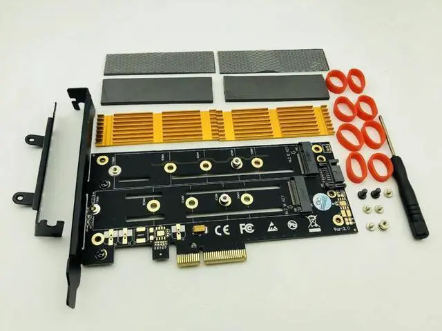 Main image of NVMe M.2 SSD NGFF to PCIE X4 Adapter M Key B Key Dual Interface Card Heatsink Low Profile Bracket PCI Express 3.0 2230 22110 SSD
