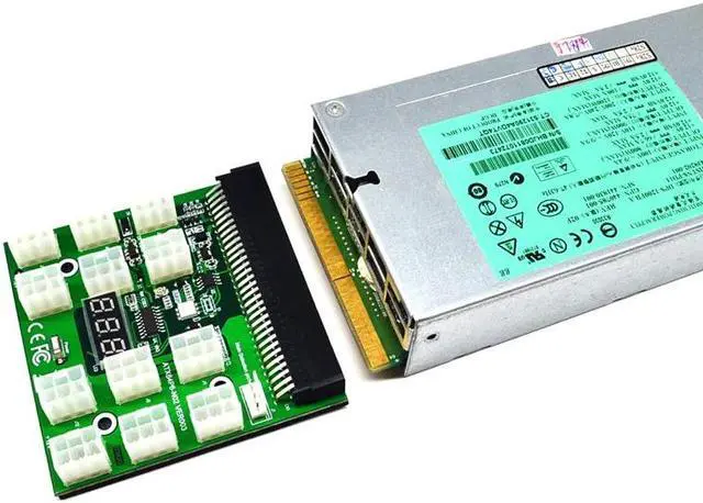 Alt view image 6 of 6 - 12PCS GPU 50CM 6Pin PCI E Male to 6+2 Pin Male Power Cable + 1PCS 12V 12 Port 6Pin 1200W DPS 1200FB A Breakout Board for Mining