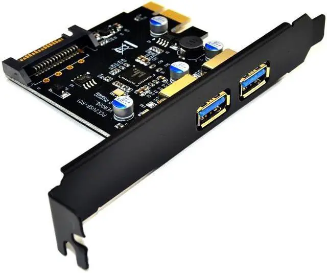 Alt view image 2 of 5 - Amify USB 3.0 PCI Express PCIE USB 3.0 Card Adapter 5Gbps USB 3.0 PCI E 2 Ports PCI Express Expansion Card SATA Power Connector for PC