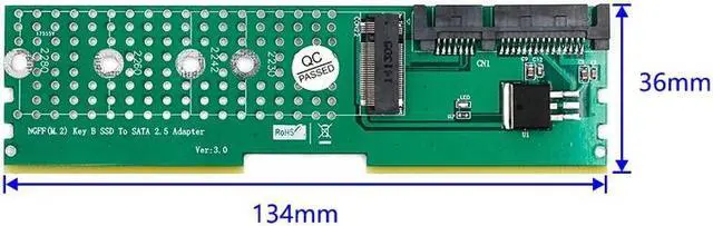 Alt view image 3 of 6 - M.2 NGFF B Key SATA Bus SSD to SATA3 M2 SSD Adapter DDR Memory Slot Expansion Board Raiser Riser Card Suppor 2230 2242 2260 2280