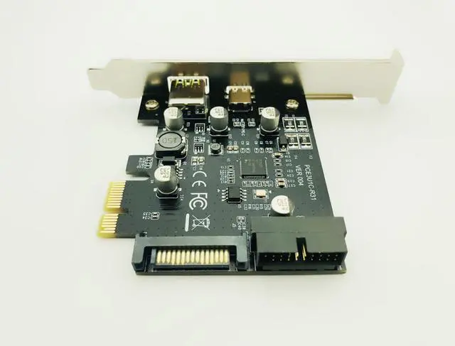 Alt view image 3 of 6 - Amify PCI Express PCI e To USB 3.1 Type C Riser Post Card PCIe to USB C 2.4A Fast Charger+19PIN Front USB Miner Expansion Adapter Card