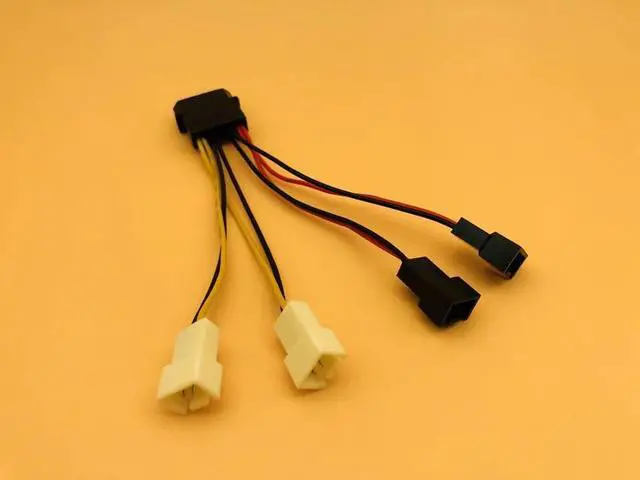 Alt view image 5 of 5 - Computer Cooling Fan Power Cables 4Pin Molex to 3Pin Fan Power Cable Adapter Connector 12v*2/5v*2 for CPU PC Case Fan Cables