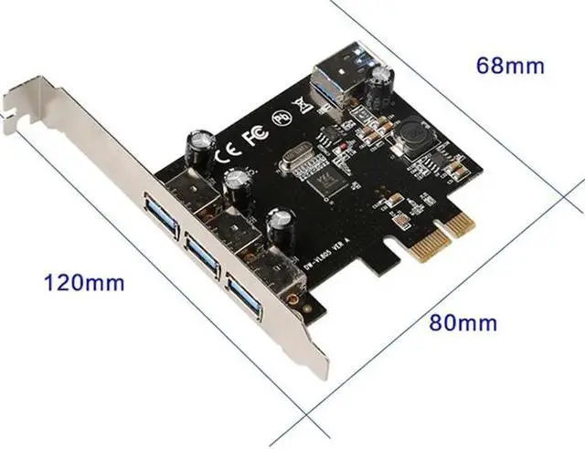 Alt view image 5 of 5 - 4 Port USB 3.0 Super Speed PCI E PCIe PCI Express Expansion Card For Desktop
