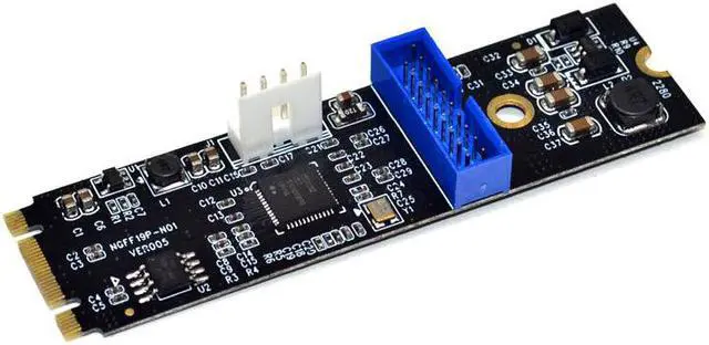 Alt view image 2 of 6 - M.2 NGFF NVME to USB 3.0 19pin Header Convert Card NGFF to 2 Port USB3.0 Expansion Card Transfer Adapter IDE 4PIN Power Supply