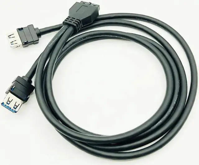 Alt view image 2 of 6 - USB 3.0 Front Panel Cable USB Connector Cable USB 3.0 High Speed 20 pin to Dual Ports USB3.0 Hub with Fixed Foot for PC Computer 23.62inch