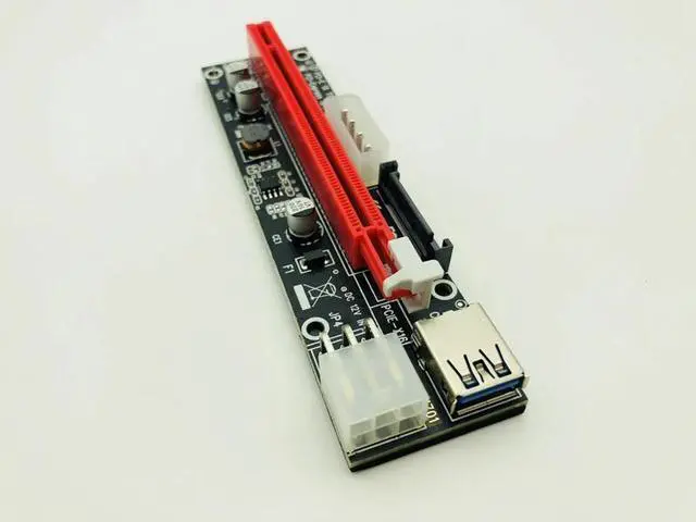 Alt view image 3 of 6 - PCIe PCI E PCI Express Riser Card 1x to 16x USB 3.0 Data Cable SATA 4Pin 6Pin IDE Power Supply for BTC Miner Mining Black Board