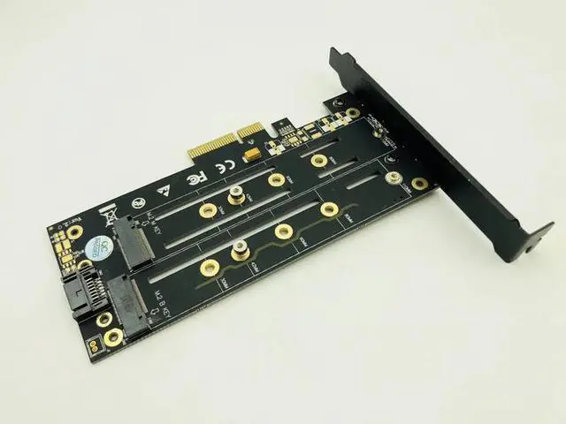 Alt view image 3 of 6 - NVMe M.2 SSD NGFF to PCIE X4 Adapter M Key B Key Dual Interface Card Heatsink Low Profile Bracket PCI Express 3.0 2230 22110 SSD