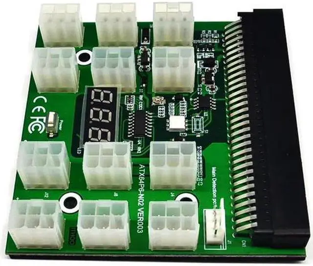 Alt view image 2 of 6 - 12PCS GPU 50CM 6Pin PCI E Male to 6+2 Pin Male Power Cable + 1PCS 12V 12 Port 6Pin 1200W DPS 1200FB A Breakout Board for Mining