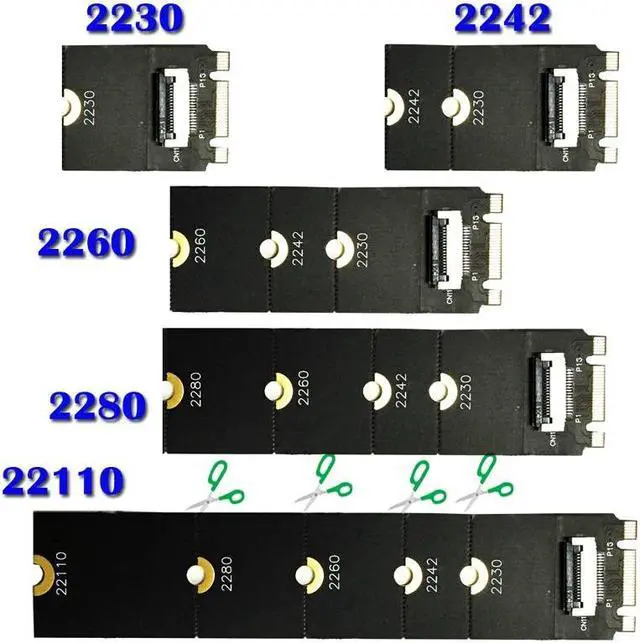 Alt view image 4 of 6 - mSATA SSD to M.2 NGFF Key B Adapter Converter Card Kits mSATA Adapter with FFC Cable Metal Extender Bracket Screws for Computer