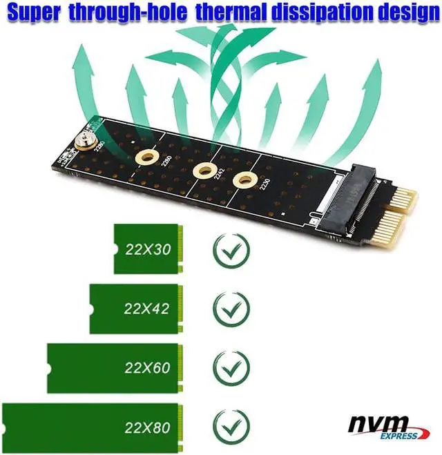 Alt view image 4 of 6 - PCI E PCI Express 3.0 X1 to NVME M.2 M KEY NGFF SSD PCIE M2 Riser Raiser for 2230 2242 2260 2280 Heatsink SSD PCIE to M2 Adapter