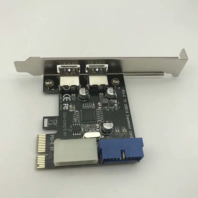 Alt view image 2 of 6 - 5Gbps USB 3.0 PCI E Expansion Card Adapter External 2 Port USB3.0 Hub Internal 19pin Header PCI E Card 4pin IDE Power Connector