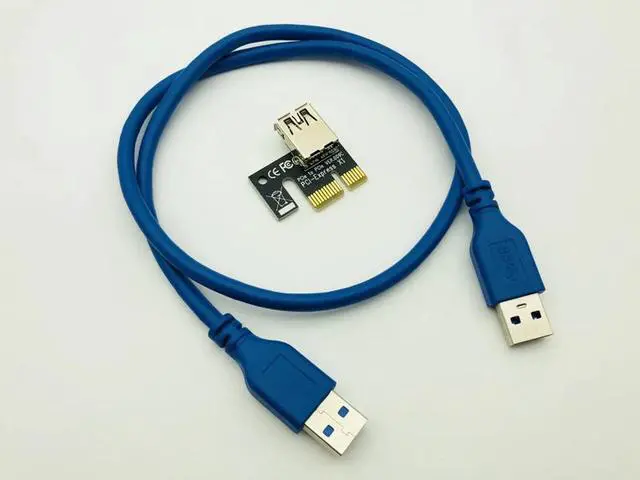 Alt view image 5 of 6 - PCIe PCI E PCI Express Riser Card 1x to 16x USB 3.0 Data Cable SATA 4Pin 6Pin IDE Power Supply for BTC Miner Mining Black Board