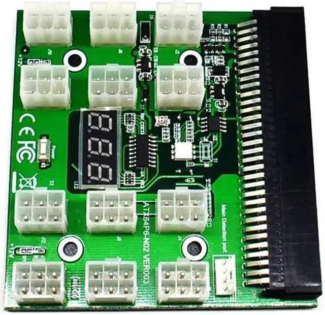 Alt view image 5 of 6 - 12PCS GPU 50CM 6Pin PCI E Male to 6+2 Pin Male Power Cable + 1PCS 12V 12 Port 6Pin 1200W DPS 1200FB A Breakout Board for Mining