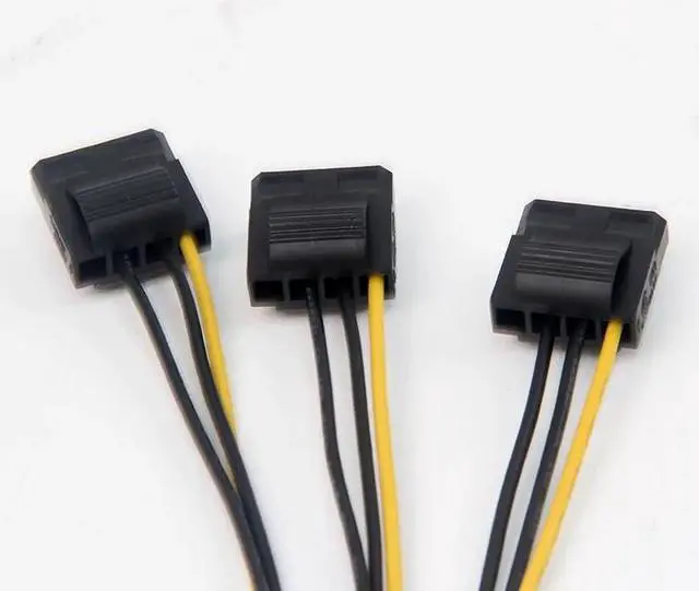Alt view image 4 of 6 - 6 inch 3 x Molex 4 pin to 6 Pin PCI Express Video Card Pci e ATX PSU Power Converter Cable Molex to Pcie 6 pin to 4 pin Adapter