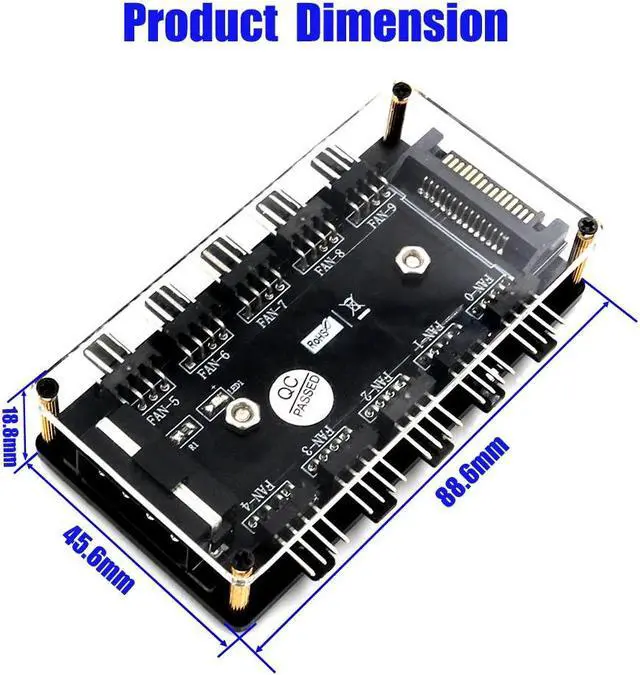 Alt view image 4 of 5 - Fan HUB Adapter 4Pin Molex or SATA 15Pin Power Connector CPU Cooler PC Chassis Case Cooling Fan Splitter 3 pin 4 pin Fan Adapter