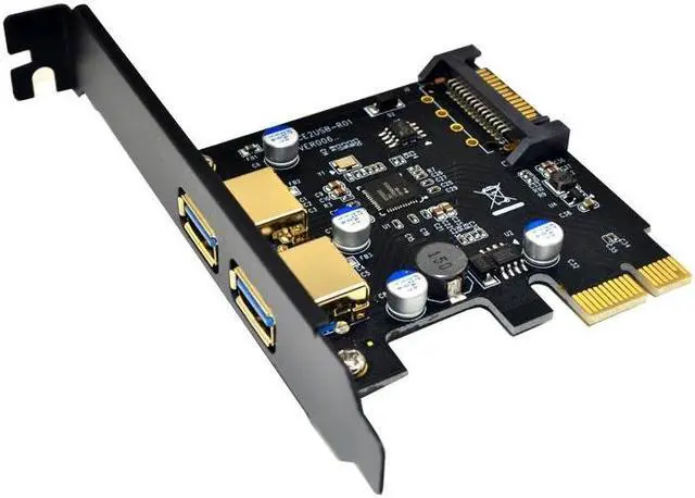 Main image of Amify USB 3.0 PCI Express PCIE USB 3.0 Card Adapter 5Gbps USB 3.0 PCI E 2 Ports PCI Express Expansion Card SATA Power Connector for PC