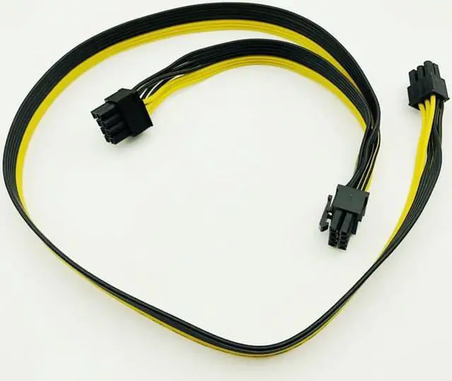 Alt view image 6 of 6 - Modular PSU Power Supply Cables 6Pin to 6+2Pin Cable Graphics Card Module Line 6P to Dual 8p Splitter Ribbon Cable 18AWG 50+20cm
