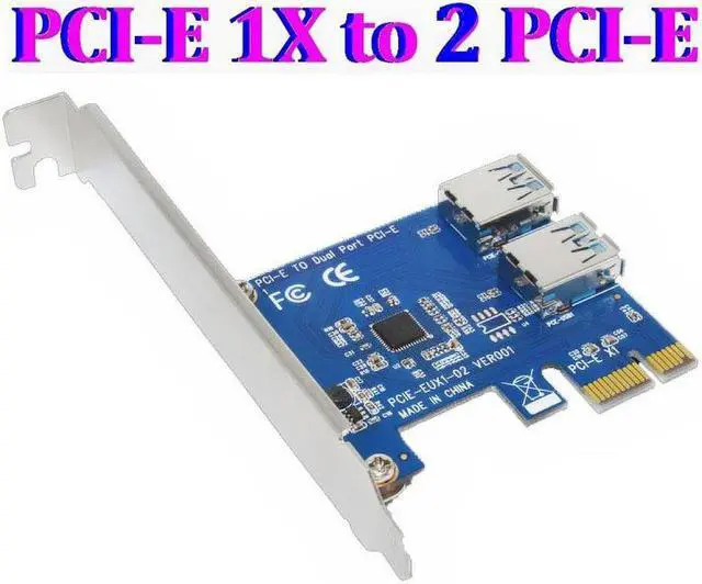 Alt view image 3 of 6 - Amify Mining Card PCI E 1 to 4 2 PCIe PCI Express 1X 1 to 3 Port 1X Switch Multiplier HUB Riser Card External Internal + USB 3.0 Cable