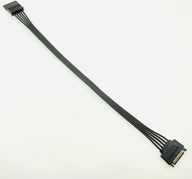 Alt view image 5 of 6 - 30CM Black Single Sleeved SATA 15Pin Male to Female Power Extension Cable HDD SSD Power Supply Cable SATA Power Cable for PC