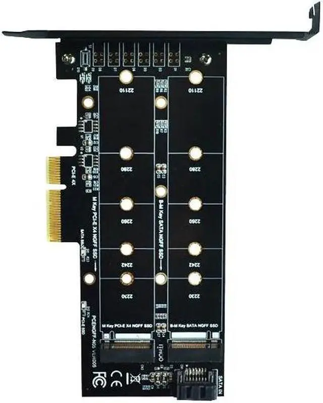Alt view image 5 of 6 - PCIE to M2 Adapter M2 SSD NVME M Key M.2 NGFF B Key SATA Port to PCI Express 3.0 x4 Raiser Card Suppor 2280 2260 2242 2230 22110