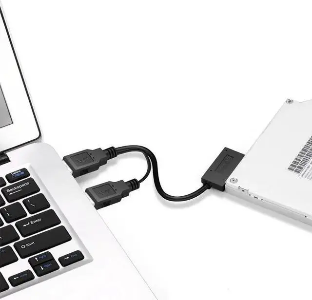 Alt view image 4 of 5 - USB 2.0 to 6 7 13Pin Slimline Slim SATA Cable with External USB2.0 Power Supply for Notebook Laptop CD ROM DVD ROM ODD