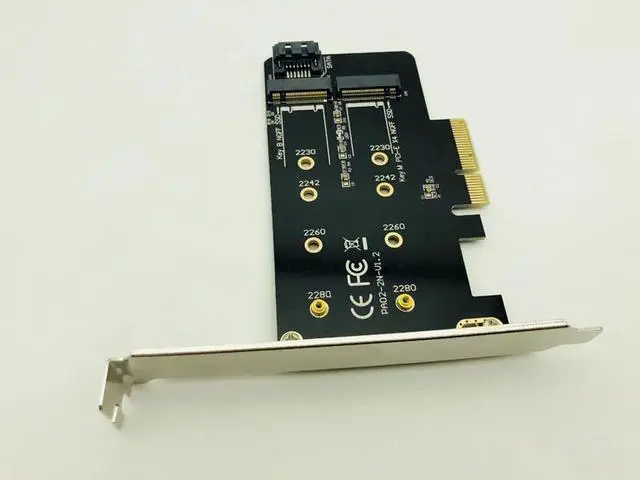 Alt view image 3 of 6 - PCIE to M2 Adapter M2 SSD NVME M Key SATA based B Key to PCI e 3.0 x 4 Controller Converter Card Support 2280 2260 2242 2230 M.2