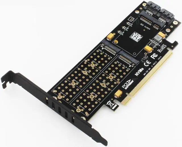 Alt view image 3 of 6 - 3 in 1 Converter M.2 NVMe SSD NGFF to PCIE X16 Adapter M Key B Key mSATA PCI Express 3.0 NVME M2 SSD m.2 AHCI SATA SSD mSATA