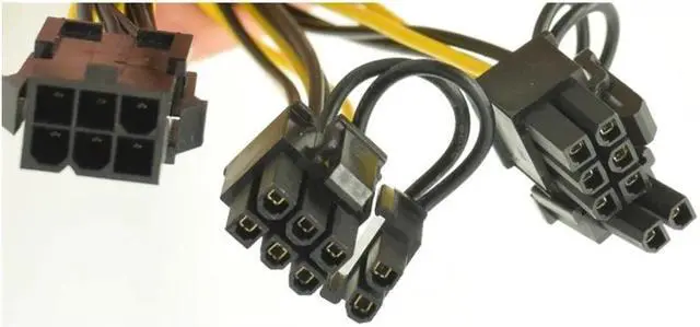 Alt view image 2 of 5 - PC DIY GPU 6Pin to Graphics Video Card Double PCI E PCIe 8Pin (6Pin + 2Pin) Power Supply Splitter Cable for BTC Miner Ming 20cm