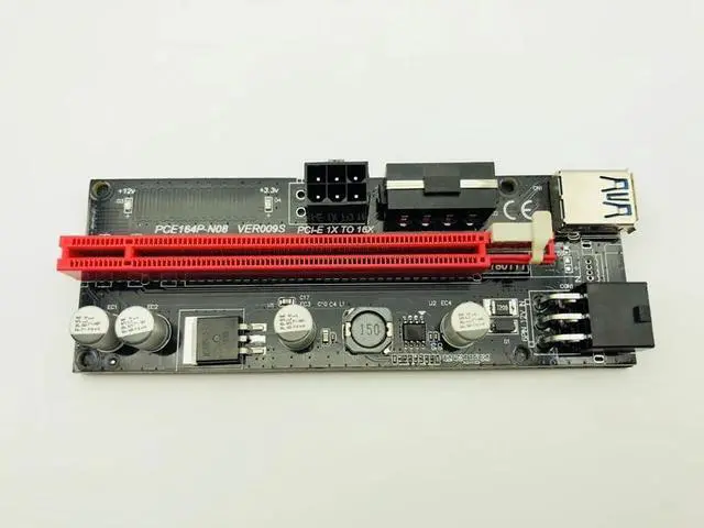 Alt view image 2 of 6 - Amify PCI Express PCIE PCI E 009S Molex 6pin Power Supply Adapter SATA to USB 3.0 Cable 1x to 16X Riser Card for Miner Mining
