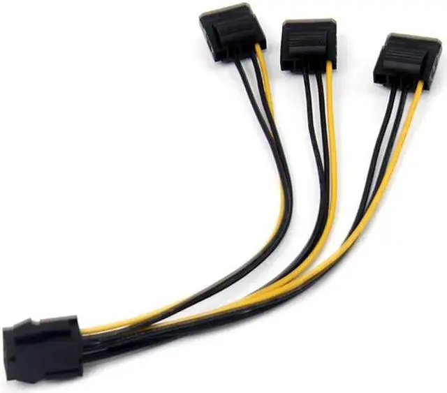 Alt view image 2 of 6 - 6 inch 3 x Molex 4 pin to 6 Pin PCI Express Video Card Pci e ATX PSU Power Converter Cable Molex to Pcie 6 pin to 4 pin Adapter