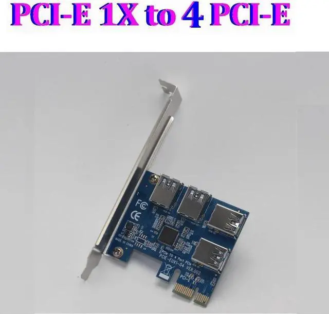 Alt view image 5 of 6 - Amify Mining Card PCI E 1 to 4 2 PCIe PCI Express 1X 1 to 3 Port 1X Switch Multiplier HUB Riser Card External Internal + USB 3.0 Cable