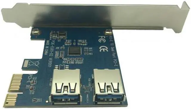 Alt view image 5 of 6 - PCI e to Dual USB 3.0 Riser Card PCI Express 1X to 2 16X Riser Card + USB 3.0 Extender Cable SATA 15 Pin 6Pin Power Cable