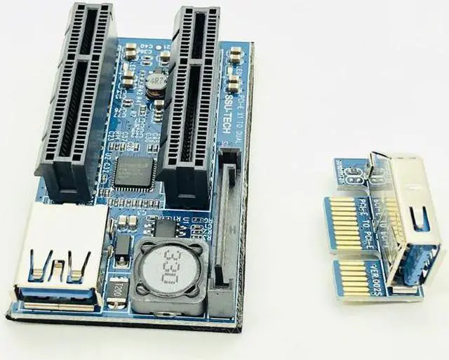 Alt view image 5 of 5 - Add On Card PCIE Riser Card Adapter PCI Express USB 3.0 Raiser Riser PCI E Extender PCIE X1 to Dual Port PCI E X4 Expansion Card