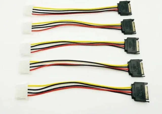 Main image of 5PCS 20cm SATA 15Pin to 4Pin Power Cable Serial ATA 15pin Male to Molex IDE 4pin Female Power Supply Cable for BTC Miner Mining